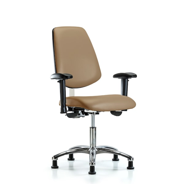 Blue Ridge Ergonomics Clean Room Chair Vin Desk Chair, Med, Bk, Gld, Taupe, CL100, Adjustable Arms, 18" to 23" Height, Vinyl BR-NCR-VDHCH-MB-CR-T0-A1-RG-8584 - main
