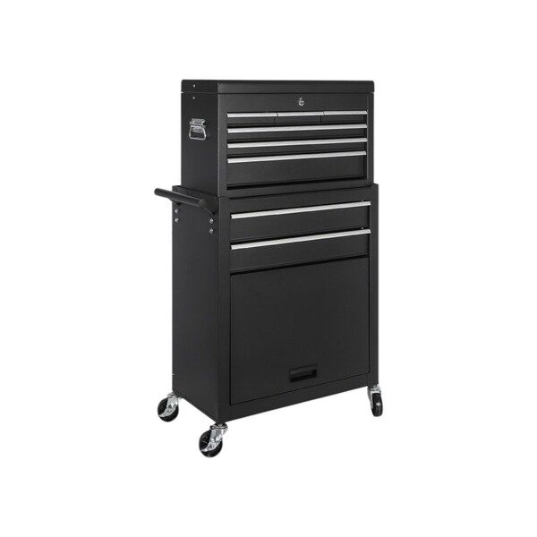 Homeroots Set of Two Black Multi-Tier Steel Rolling Cabinet With Lid, 2PK 714596 - main