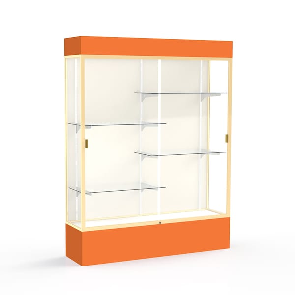 Ghent Lighted Floor Display Case 60x80x16, Plaque, Champange 3175PB-GD-OR - main