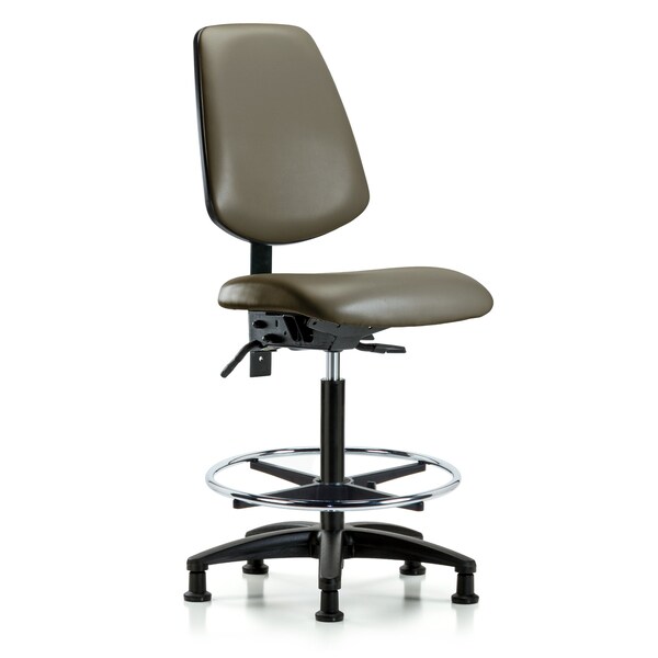Blue Ridge Ergonomics Vinyl Chair, High Bench, Med Back, Tilt, Foot Ring, Glides, Taupe BR-VHBCH-MB-RG-T1-A0-CF-RG-8809 - main