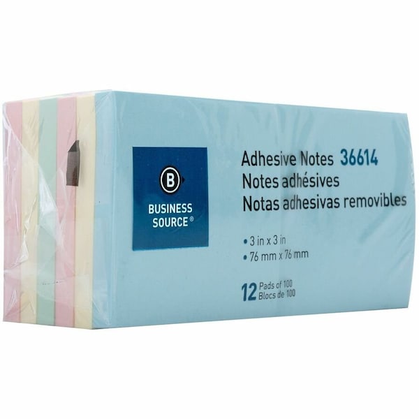 Business Source Sticky Note, Assorted, 12 Pads/Pack, PK6 BSN36614 - main