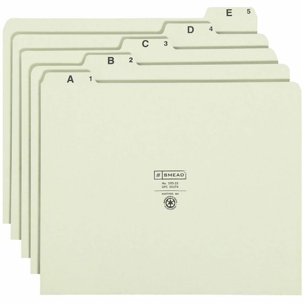 Smead 15 Tab Cut Letter Recycled Top Tab File Folder, Gray, 25PK SMD50376 - main