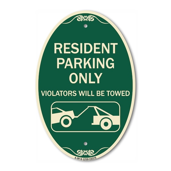 Signmission Parking Reserved Towing Sign Resident Parking, 12 In X 18 In Architectural, Heavy Gauge Aluminum A-OV-G-1218-23375 - main