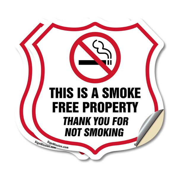 Signmission No Smoking Shield Sign This Is A Smoke F, 4 inch X 4 inch, Vinyl Decal, 2PK SHI-D-2PACK-4-402 - main