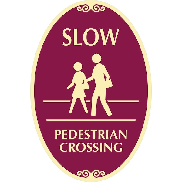 Lyle Slow Pedestrian Crossing (with Graphic), 12x18, Engineer Grade, Burgundy G-2503-EG_12x18 - main