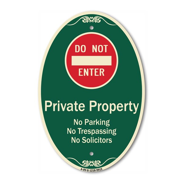 Signmission Private Property No Parking Trespassing Or So, 12 In X 18 In Architectural, Heavy Gauge Aluminum A-OV-G-1218-9915 - main