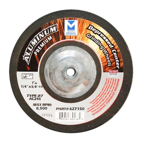 Alu-Prime 7in x 1/4in x 5/8-11 T27 CA24-P-BF Grinding Wheel, 10PK 10811 - main