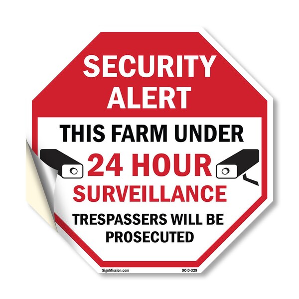 Signmission Security Alert This Farm Under 24 H, 10 Inch X 10 Inch, Vinyl Decal OC-D-10-329 - main