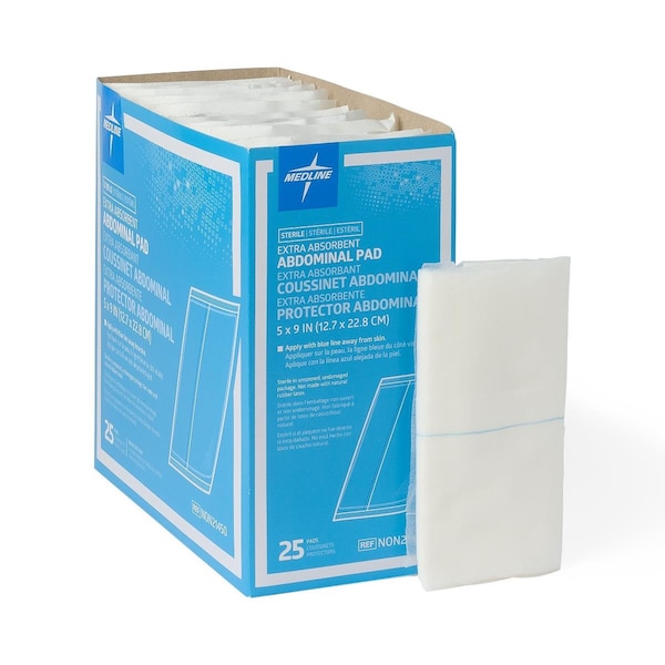 Medline Sterile Abdominal Pad, 5in x 9in, 25PK PRM21450Z - main