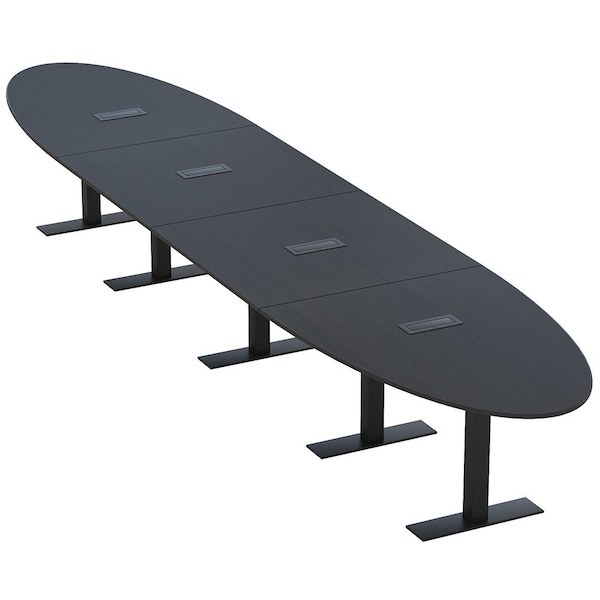 Skutchi Designs 18 Person Conference Table With Power Unit | 20' Oval Table | Harmony Series HAR-OVL-48X240-T.BK-U999ST19-EBLK - main