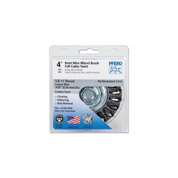 Pferd Full Cable Twist Knot Wheel, 4 in D, .02 in Carbon Steel Wire, 20,000 rpm 419-82166P - main