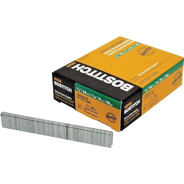 Bostitch Staples, 18 ga, Narrow Crown, 3/4 in Leg L, Steel SX5035-3/4G - main