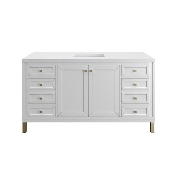 James Martin Vanities Chicago 60 in. Single Vanity, Glossy White, w/ 3 CM White Zeus Silestone Top 503-V60S-GW-3WZ - main