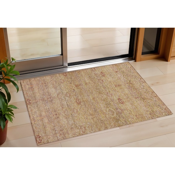 Homeroots 3' X 5' Coral And Copper Oriental Washable Indoor Outdoor Area Rug 631143 - main