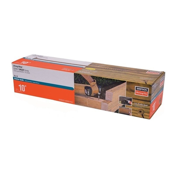 Simpson Strong-Tie Strong-Drive SDWS Timber Screw, 10 in L, Serrated Thread, Washer Head, Steel, 50PK SDWS221000DB-R50 - main