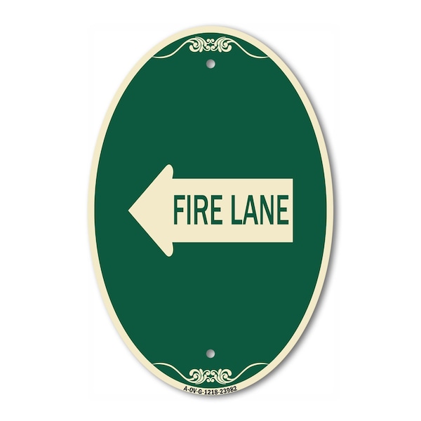 Signmission Fire Lane Left Arrow, 12 Inch X 18 Inch Architectural Oval, Heavy Gauge Aluminum A-OV-G-1218-23982 - main