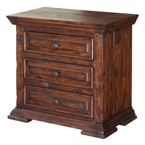 Homeroots 32" Brown Solid Wood Three Drawer Nightstand 527049 - main