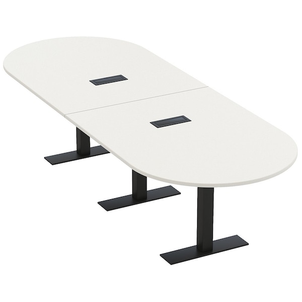 Skutchi Designs 10 Person Conference Table With Power Unit | 10' Racetrack Table | Harmony Series HAR-RAC-48X120-T.BK-W960-EBLK - main