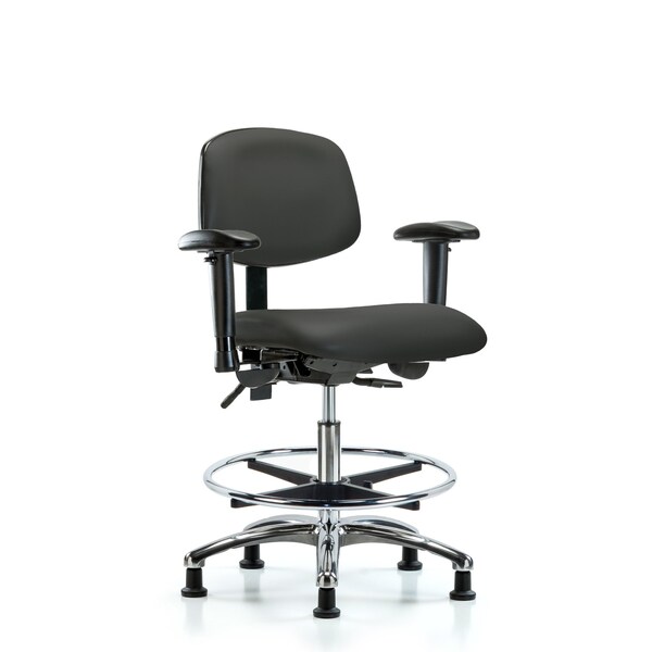 Blue Ridge Ergonomics Chair, Vin, Med Bench, Chr AA CF Glides, Gry, 6-Way Adjustable, 22" to 29" Height, Charcoal BR-VMBCH-CR-T0-A1-CF-RG-8605 - main