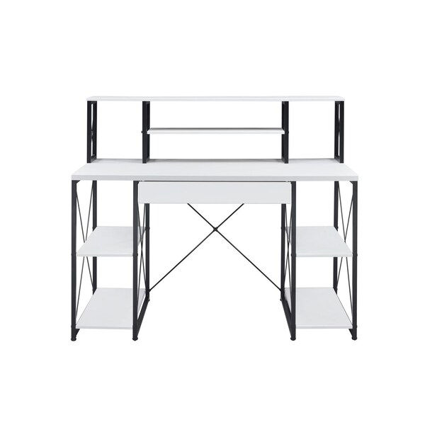 Homeroots 47" White and Black Computer Desk 491450 - main