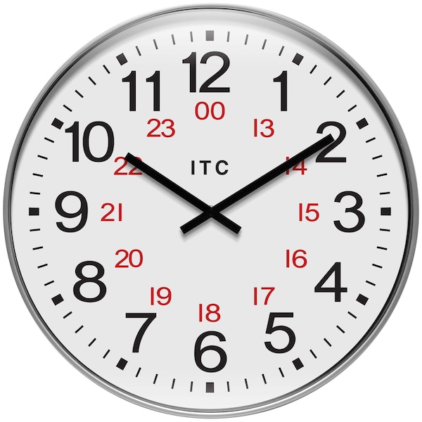 Infinity Instruments Profuse 24-Hour ITC Business Wall Clock, Silver, 19 in 14246SV-3657 - main