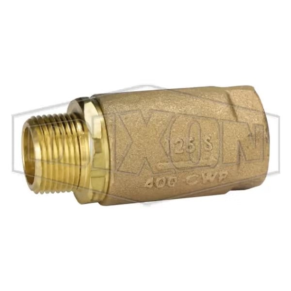 Dixon Ball Cone Check Valve, 1 in Nominal, MNPT x FNPT End Style, Brass Body, PTFE Seat Softgoods 61-205 - main