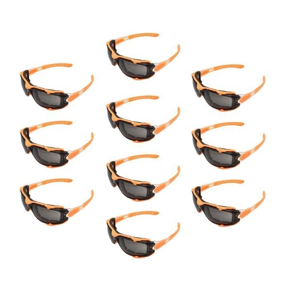 Interstate Safety Full-Seal Safety Glasses with Smoke Mirror Lens and Removable EVA Foam Gasket, Orange, 10PK 40254-BX - main