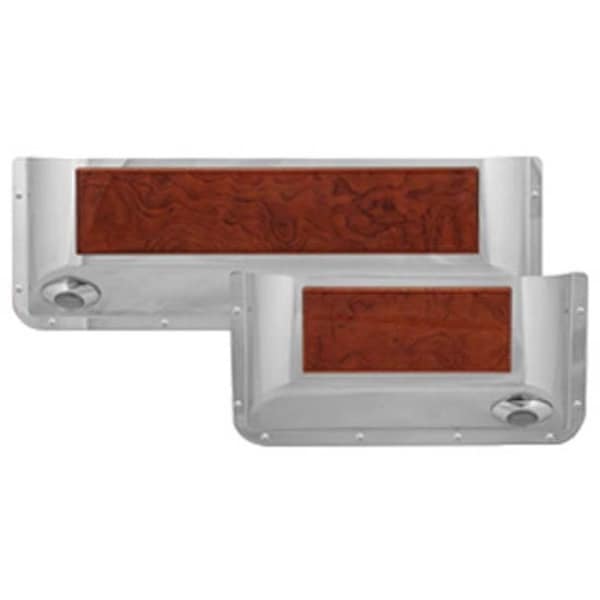 Ilc Replacement For Peterbilt 375 Year 1995 Stainless Steel Door Pocket W African Rosewood Trim WZ-EK30-E - main