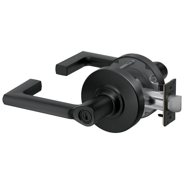 Schlage Grade 1 Bath/Bedroom Privacy Cylindrical Lock, Non-Keyed, Longitude Lever with Rose, Matte Black PC40 LON 622 - main