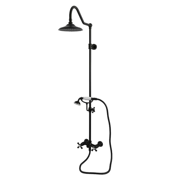 Kingston Brass Wall Mount Rain Drop Shower System with Hand Shower, Matte Black CCK3660AX - main