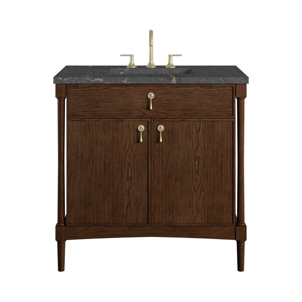James Martin Vanities Kinnsden 36" Single Vanity, Sable Oak w/ 3 CM Parisien Bleu Silestone Top D680-V36-SBK-3PBL - main