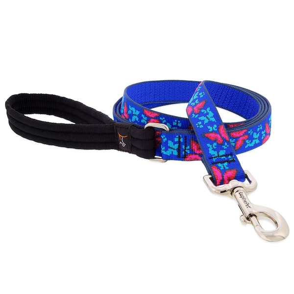 Lupinepet Blue/Pink Social Butterfly Nylon Dog Leash One Size Fits All 54059 - main