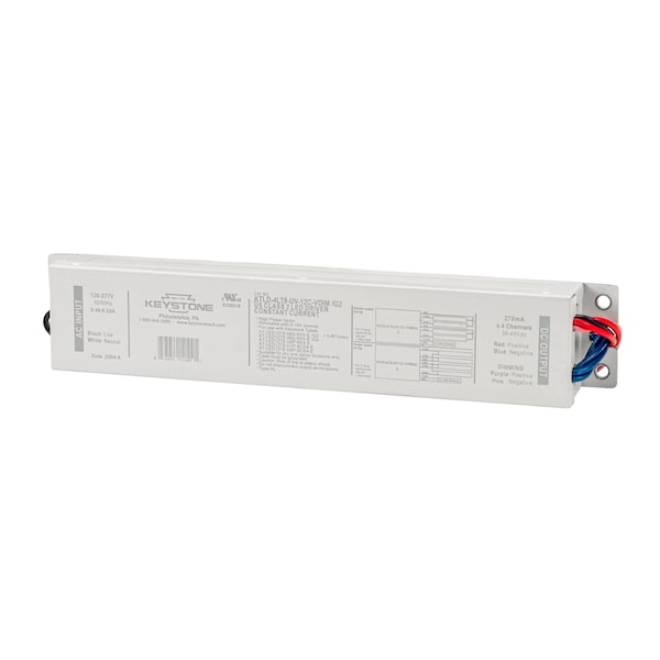 Keystone LED Driver for External Drive Type C LED tubes, Runs 3 or 4 of the KT-LED12T8-xxG-8xx-E /G2 lamps, 1 KTLD-4LT8-UV-12C-VDIM /G2 - main