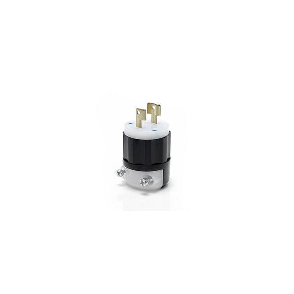 Leviton Locking Plug, L1-15P, 15 A, 125V AC, 2 Pole, Screw Terminals, Black, White 7545-C - main