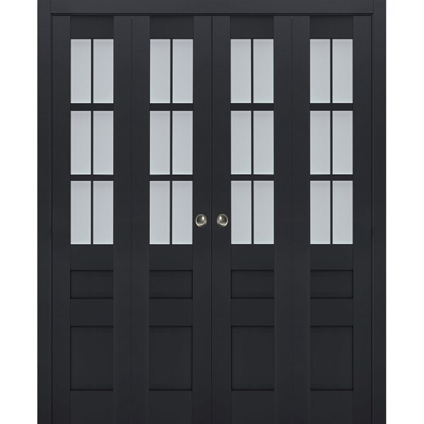 Sartodoors Sliding Closet Double Bi-fold Doors Solid Core Modern Interior VEREGIO7339DBF-ANT-96 x 80 (4* 24x80) - main