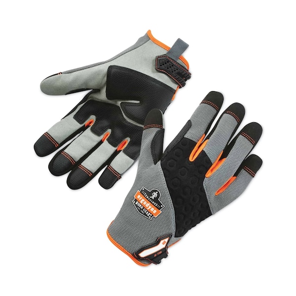 Ergodyne ProFlex 710 Heavy-Duty Mechanics Gloves, 9" Long, Small, Gray, Pair 17042 - main