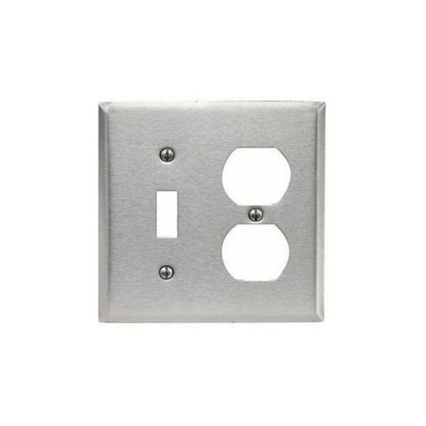 Leviton Combination Wallplate, Oversized, Gang 2, Brushed Stainless Steel 84105-40 - main
