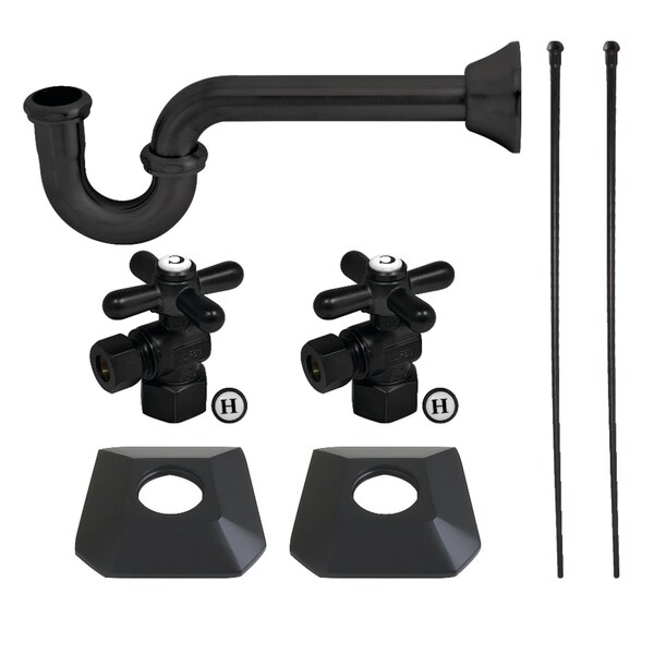 Kingston Brass Plumbing Sink Trim Kit with P-Trap, Matte Black KPK130P0 - main