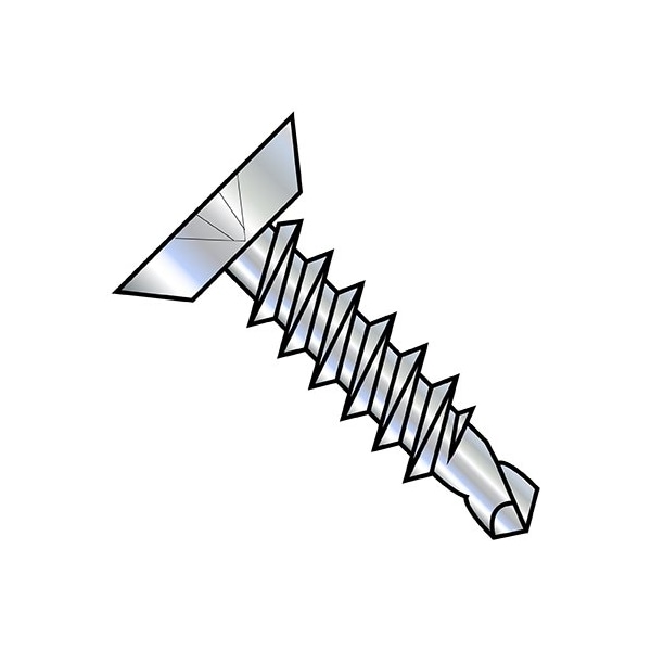Zoro Select 10-16X1 3/4 Phil Flat U/C Slf Drl No 3P Zinc And Bake, 1000Pk 1028KPU - main