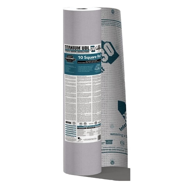 Interwrap Roof Underlayment Roll, 250 ft L, 48 in W, Synthetic, Gray UDL30 - main
