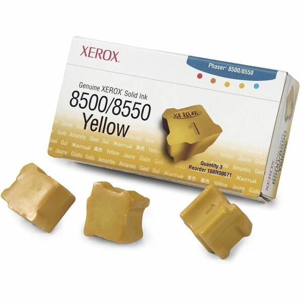 Xerox Solid Ink, F/ Phaser8500/8550,3000 Page Yield, Yellow, 3PK 108R00671 - main