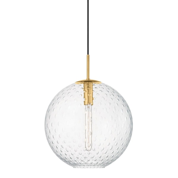 Hudson Valley Lighting Rousseau 1 Light Pendant 14.25 In. Aged Brass 2015-AGB-CL - main