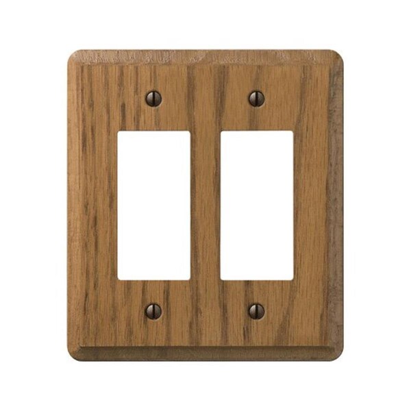 Amerelle 901RR Contemporary Wood 2 RockerGFCI Wall Plate Medium Oak 3501954 - main