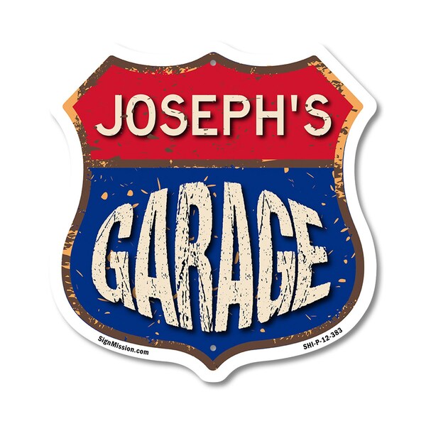 Signmission Joseph's Garage, 12 Inch X 12 Inch, Plastic Sign SHI-P-12-383-JOSEPH - main