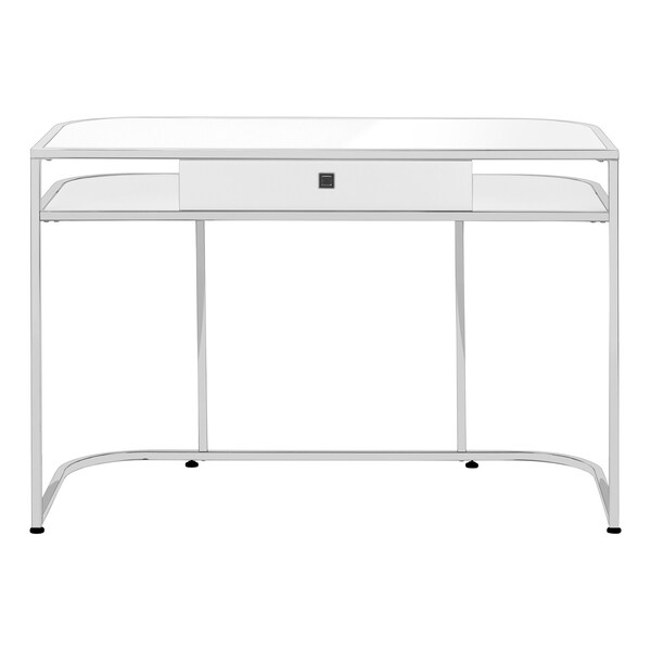 Homeroots 47" White and Silver Wood and Metal Sled Computer Desk 489915 - main