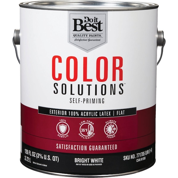 Do It Best Color Solutions 100% Acrylic Latex Self-Priming Flat Exterior House Paint Bright Wht 1 Gal. CS45W0950-16 - main