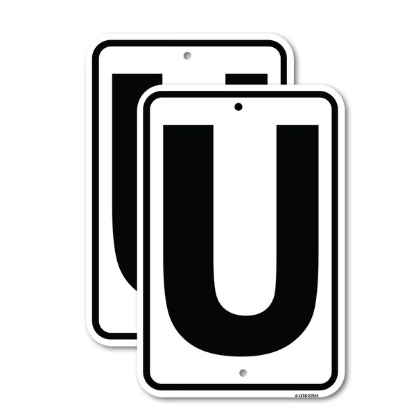 Signmission Sign with Letter U, 18'' X 24'' 2 Signs, Heavy Gauge Aluminum, 2PK A-1824-2PACK-22924 - main