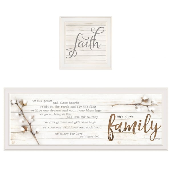 Homeroots Set Of Two We are Family 2 White Framed Print Wall Art, 2PK 415806 - main