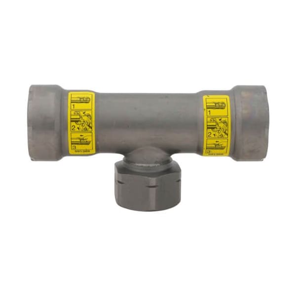 Viega MegaPressG tee P1 0.75 P2 0.75 FPT 0.75 carbon steel zinc-nickel coating 25481 - main