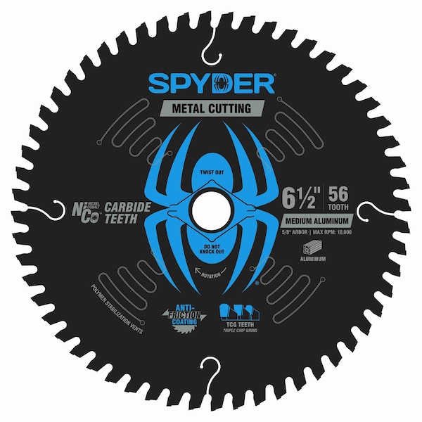 Spyder 6-1/2-Inch 56-Tooth Saw Blade for Medium Aluminum 13516 - main